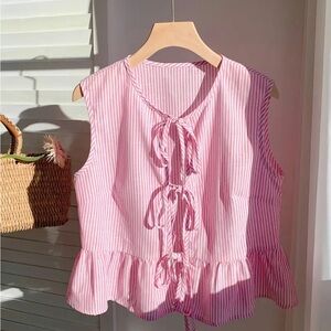 Pink Striped Sleeveless Top